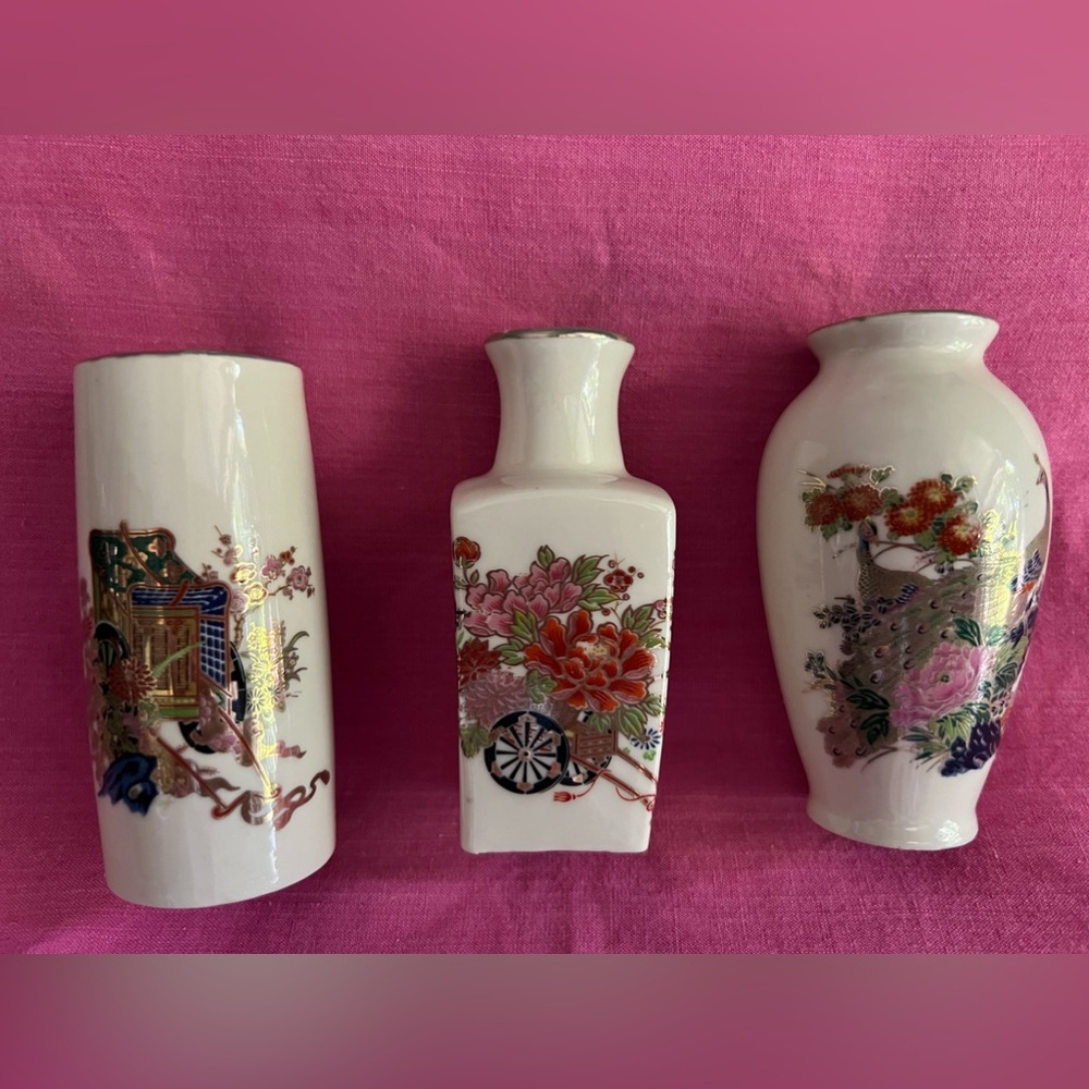 Vintage Japanese Mini Vases - three piece set